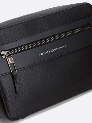 borsa a tracolla premium th business in pelle nero da uomini tommy hilfiger