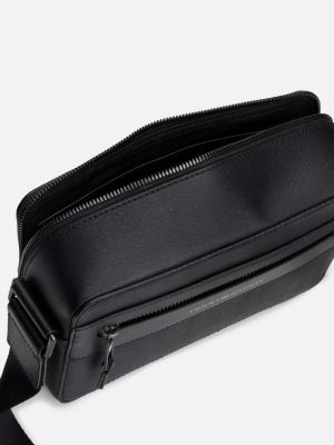 borsa a tracolla premium th business in pelle nero da uomini tommy hilfiger