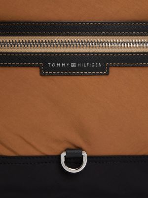 brown two-tone multi-pocket backpack for men tommy hilfiger