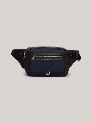 blue crossbody-tasche mit logo für herren - tommy hilfiger