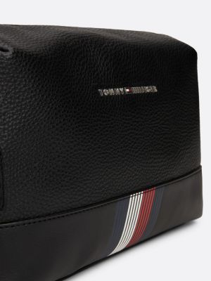 pochette toilette media con logo in metallo nero da uomini tommy hilfiger