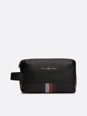 pochette toilette media con logo in metallo black da uomini tommy hilfiger