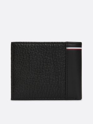 porta carte di credito bifold piccolo in pelle nero da uomini tommy hilfiger