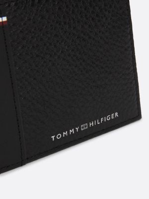 porta carte di credito bifold piccolo in pelle nero da uomini tommy hilfiger