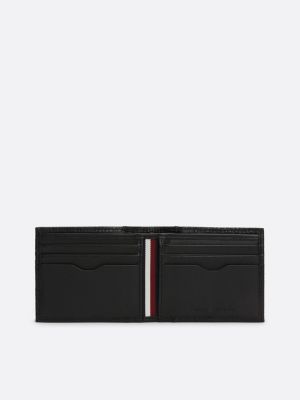 porta carte di credito bifold piccolo in pelle nero da uomini tommy hilfiger