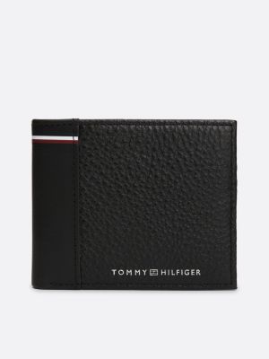 porta carte di credito bifold piccolo in pelle black da uomini tommy hilfiger