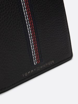 portefeuille casual à deux volets en cuir noir pour hommes tommy hilfiger