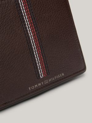 brown casual leather bifold wallet for men tommy hilfiger