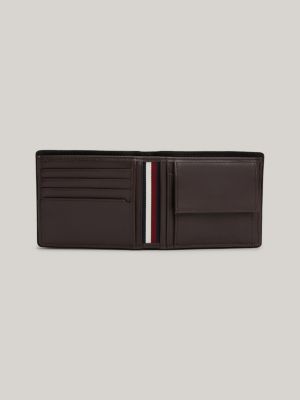 brown casual leather bifold wallet for men tommy hilfiger