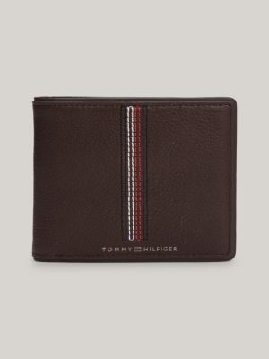 brown casual leather bifold wallet for men tommy hilfiger