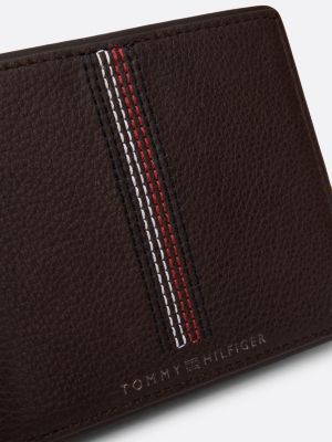 brown casual leather bifold wallet for men tommy hilfiger