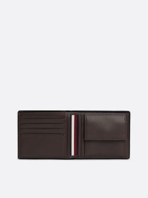 brown casual leather bifold wallet for men tommy hilfiger