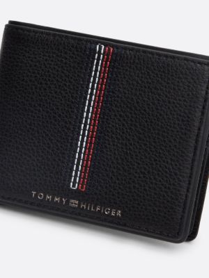 porta carte di credito casual in pelle nero da uomini tommy hilfiger