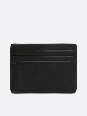 black casual leather credit card holder for men tommy hilfiger