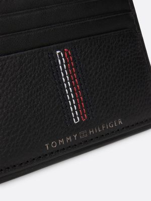 black casual leather credit card holder for men tommy hilfiger