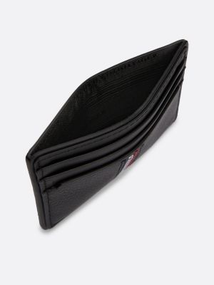 black casual leather credit card holder for men tommy hilfiger