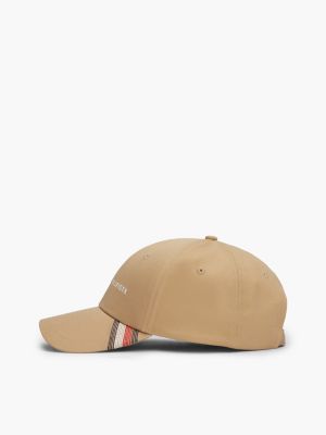 cappello da baseball con logo ricamato khaki da uomini tommy hilfiger