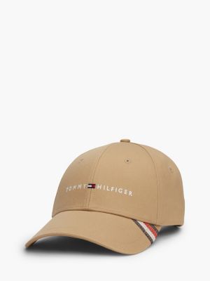 cappello da baseball con logo ricamato khaki da uomini tommy hilfiger