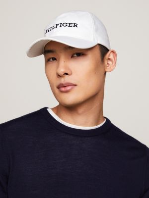 white hilfiger monotype six-panel baseball cap for men tommy hilfiger