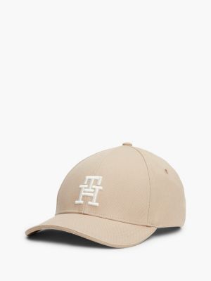 cappello a sei sezioni con monogramma th beige da uomini tommy hilfiger