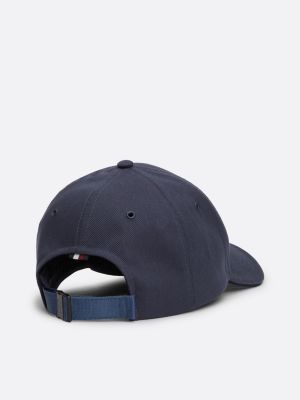 cappello a sei sezioni con monogramma th blu da uomini tommy hilfiger