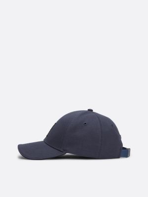 cappello a sei sezioni con monogramma th blu da uomini tommy hilfiger