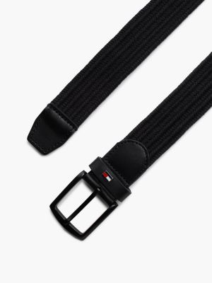 black elastic braided belt for men tommy hilfiger