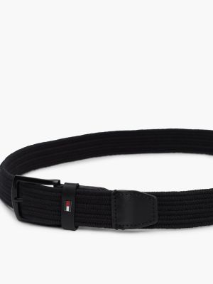 cintura elastica con motivo intrecciato nero da uomini tommy hilfiger