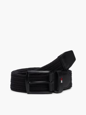 cintura elastica con motivo intrecciato black da uomini tommy hilfiger