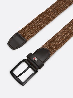 brown elastic braided belt for men tommy hilfiger