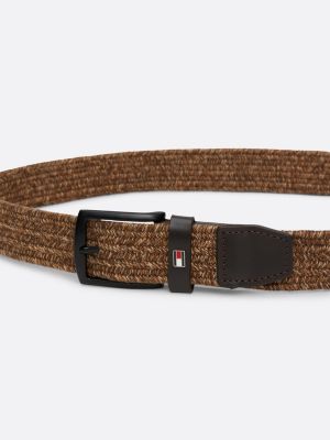 brown elastic braided belt for men tommy hilfiger