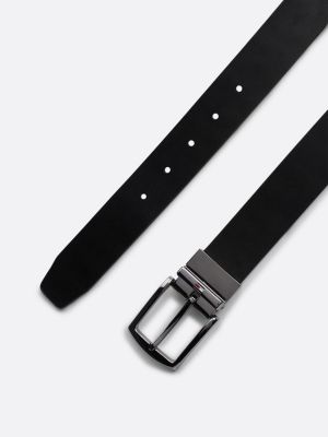 ceinture en cuir à boucle carrée réversible vert pour hommes tommy hilfiger