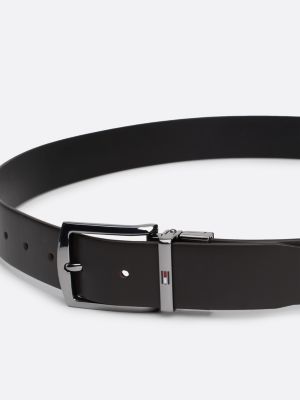 ceinture en cuir à boucle carrée réversible vert pour hommes tommy hilfiger