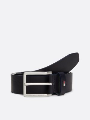 ceinture en cuir à drapeau en émail blue pour hommes tommy hilfiger