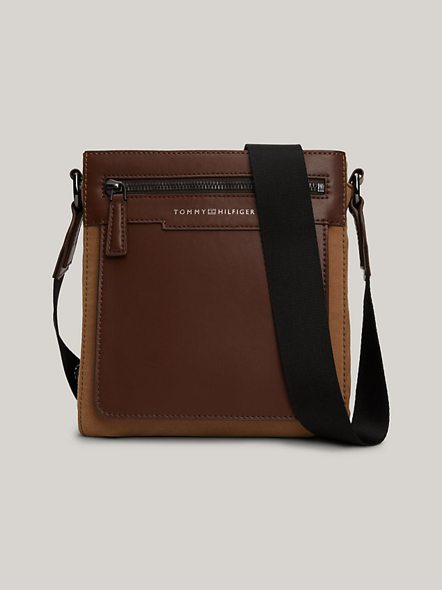 brown classics small crossover bag for men tommy hilfiger