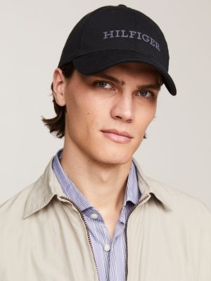 black hilfiger monotype jersey six-panel baseball cap for men tommy hilfiger