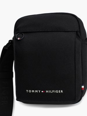 borsa reporter con texture tramata nero da uomini tommy hilfiger