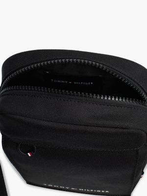 borsa reporter con texture tramata nero da uomini tommy hilfiger