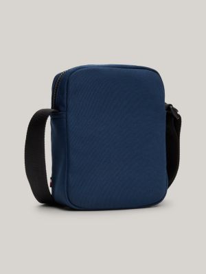 borsa reporter con texture tramata blu da uomini tommy hilfiger