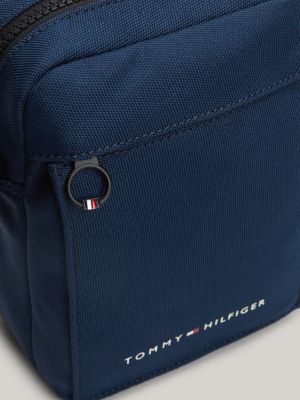 borsa reporter con texture tramata blu da uomini tommy hilfiger