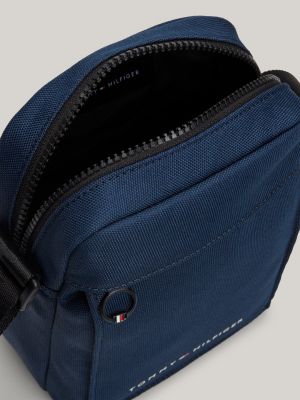 borsa reporter con texture tramata blu da uomini tommy hilfiger