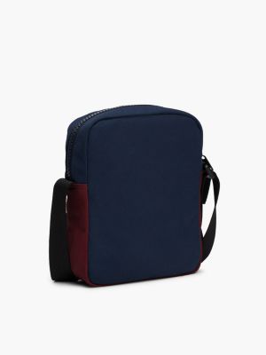 blue rubberised logo colour-blocked reporter bag for men tommy jeans