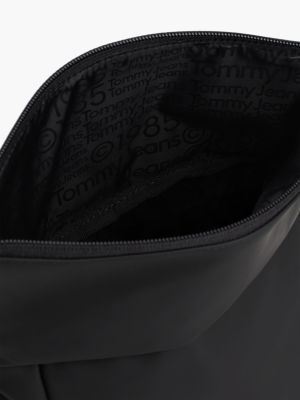 black essential foldover closure crossover bag for men tommy jeans