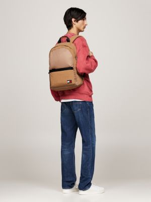 Essential Logo Colour Blocked Corduroy Backpack Beige Tommy Hilfiger