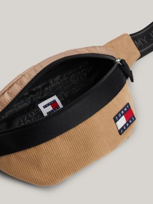 marsupio essential in velluto color block marrone da uomini tommy jeans