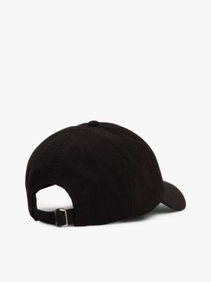 cappello da baseball heritage in velluto nero da uomini tommy jeans