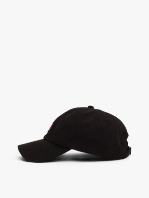 cappello da baseball heritage in velluto nero da uomini tommy jeans