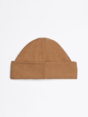 bruin fleece beanie met geborduurd logo voor heren - tommy jeans
