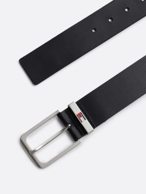 blue leather enamel logo belt for men tommy jeans