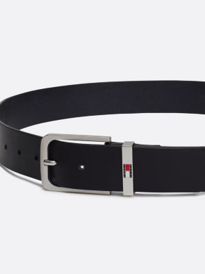 blue leather enamel logo belt for men tommy jeans